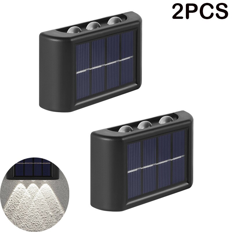 Solar Wall Light Outdoor Waterproof Balcony Wall Lights for Courtyard Street Landscape Garden Decor Lamp Solar Outdoor Wall Lamp: 2PCSWhite light 6LED