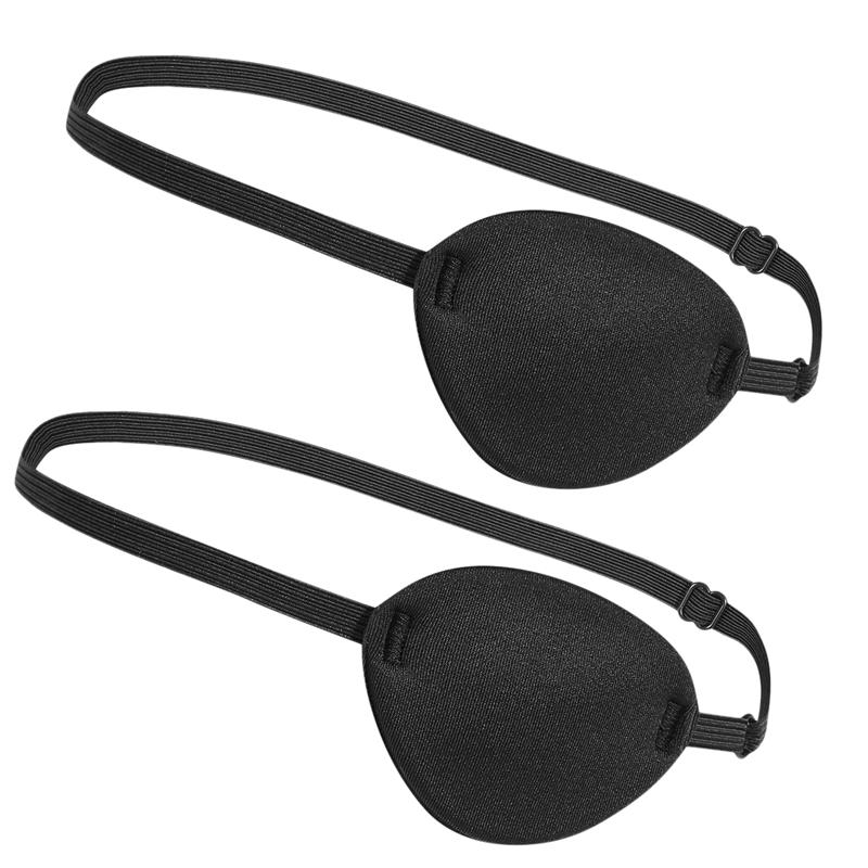 Pirate Eye Patch Pirate Costume Accessory Concave Eye Patch Groove Eyeshade Single Eye Mask For Halloween Party (Black): Black-2pcs