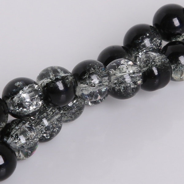 Round Glass Crackle 8mm Loose Beads 50pcs 1 String Fit Handmade Bracelet Necklace DIY Craft Making Good Jewelry: black