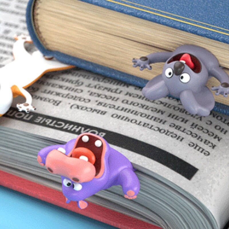3D Stereo Cartoon Animal Bookmarks Cute Koala Hippo PVC Book Markers
