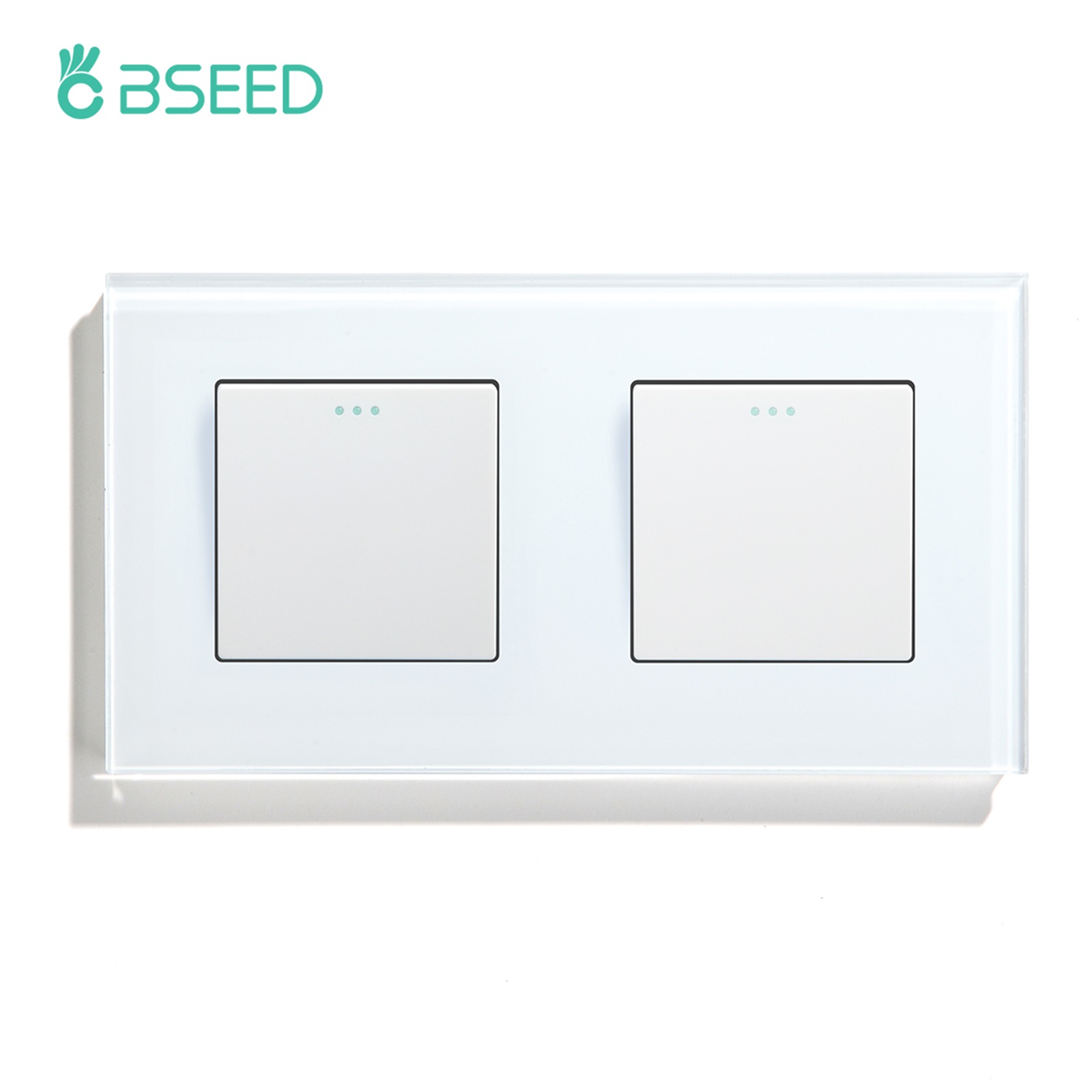 BSEED – interrupteur poussoir mécanique pour applique murale, 1/2 gangs, 1 voie, bouton de commutation à rebond automatique avec cadre en verre, 250V: Bleu