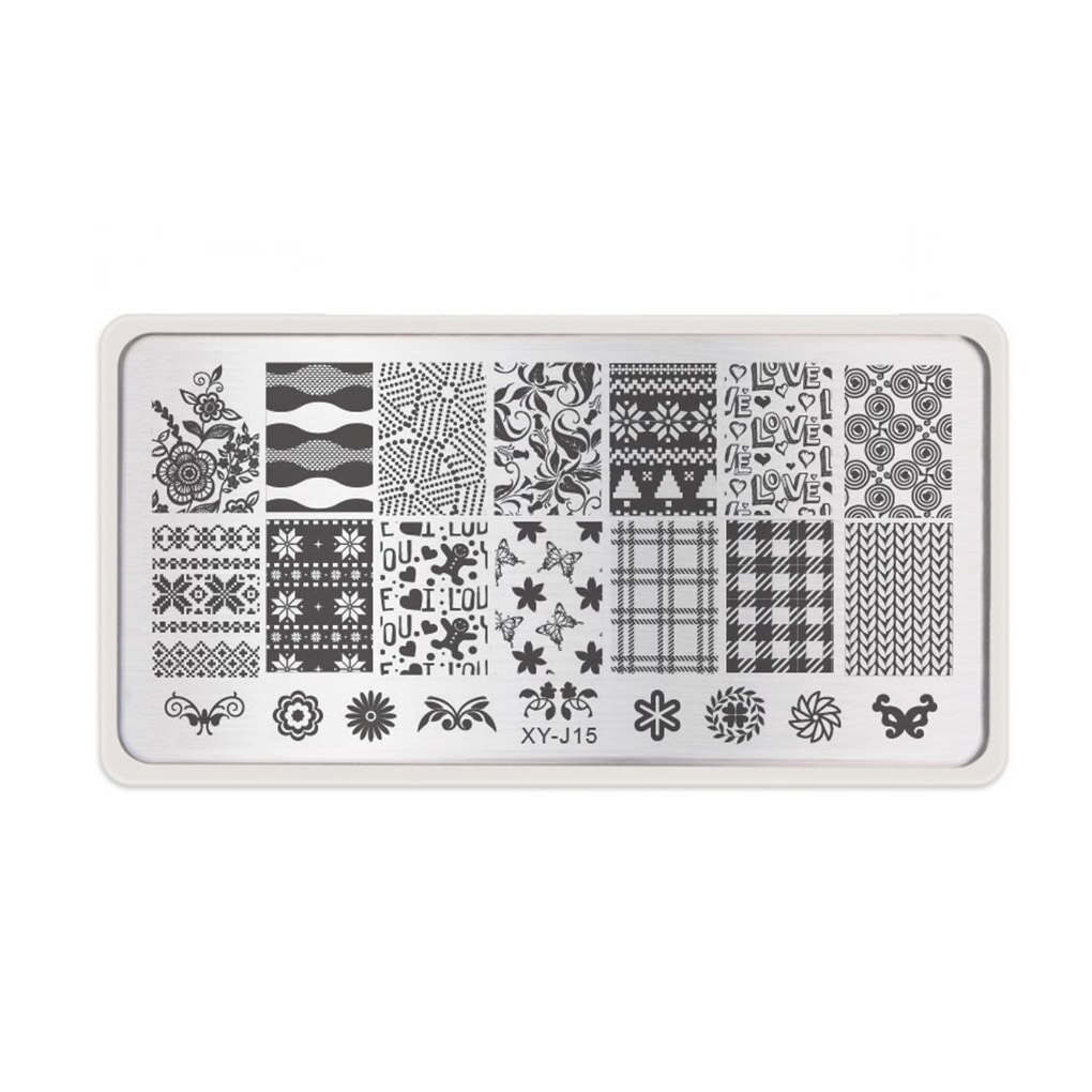 Pochoirs à ongles en , 1 pièce, modèles de tampons pour vernis à ongles en Gel, plaque d'image de manucure: 15