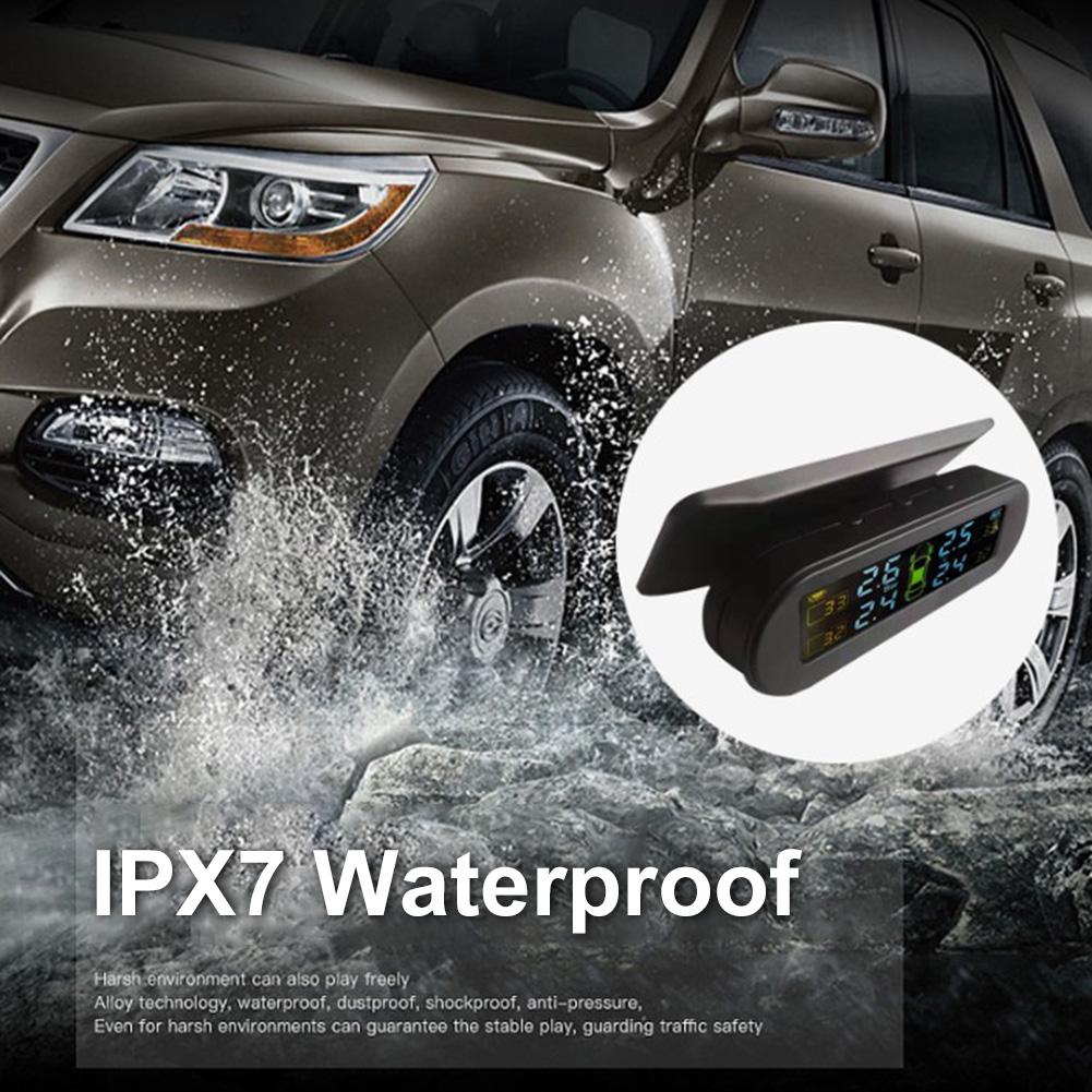 TPMS Car Tire Pressure Monitoring System Solar Or USB Charging Real-time Display Tire Pressure Monitoring System Air Leak Alarm