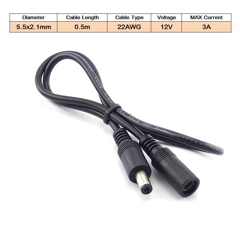 DC Vrouw naar Man Verlengsnoer 5V 2A 3.5x1.35mm/12V 5A 5.5x2.1mm Plug Jack Connector Kabel Voeding Adapter Lijn: Bruin