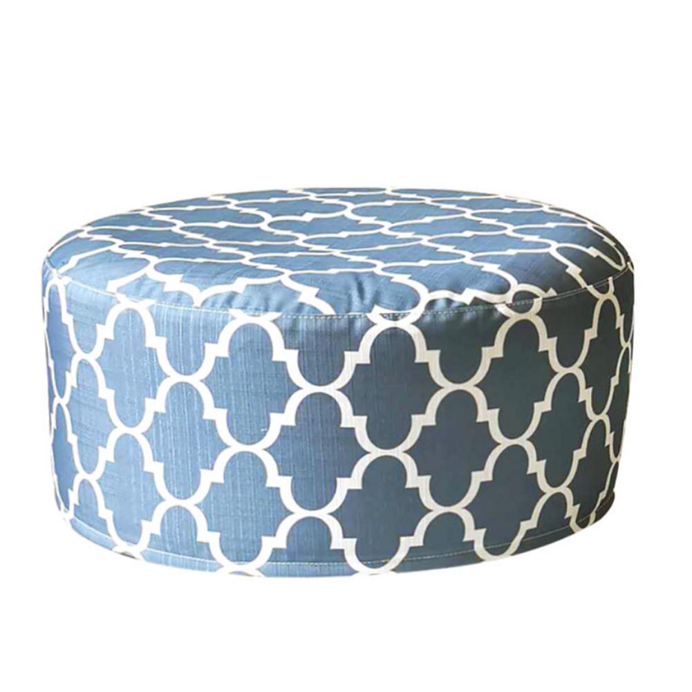 Inflatable Foot Stool Bean Bag Sofas Portable Round Foot Rest Pillow With Seat Cover Inflatable Foot Pad For Travel Home Office: Blue