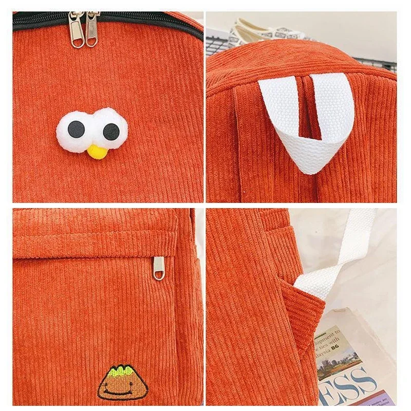 Sztruksowe plecaki o dużej pojemności Nastoletnie dziewczęta Tornister Uczeń szkoły średniej College Bookbag Klasyczne kobiety w stylu preppy