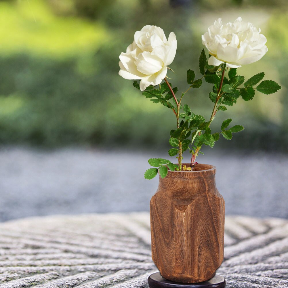 Living Room Tabletop Party Japanese Style Home Decor Centerpiece Office Wood Vase Freestanding Retro Wedding Flower Pot