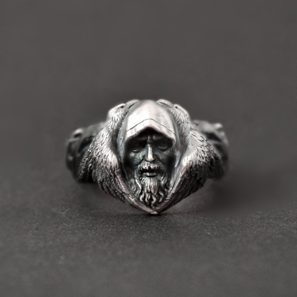 Trendy Europese Scandinavische Navia Mythologie Odin Grote God Vintage Ring Viking Warrior Arctic Wolf Ringen voor Mannen Vrouwen: 11