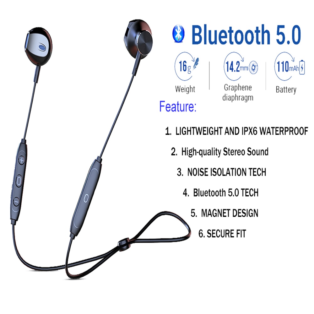 Bass Hoofdtelefoon Waterdichte Draadloze Bluetooth Oortelefoon Headset Draadloze Hoofdtelefoon Met Mic Half In-Ear Headset Oordopjes Voor Telefoon