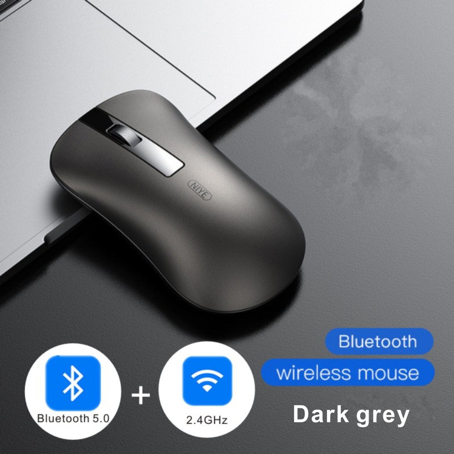 Ergonomic Rechargeable Wireless Mouse Silent Thin USB PC Laptop Computer Bluetooth Mice For MacBook Lenovo HP Dell Xiaomi Mouses: Dark grey