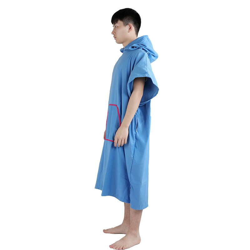 Ærmeløs omklædningsbadekåbe med lomme, hurtigtørrende surf poncho håndklæde med hætte, en størrelse passer til alle