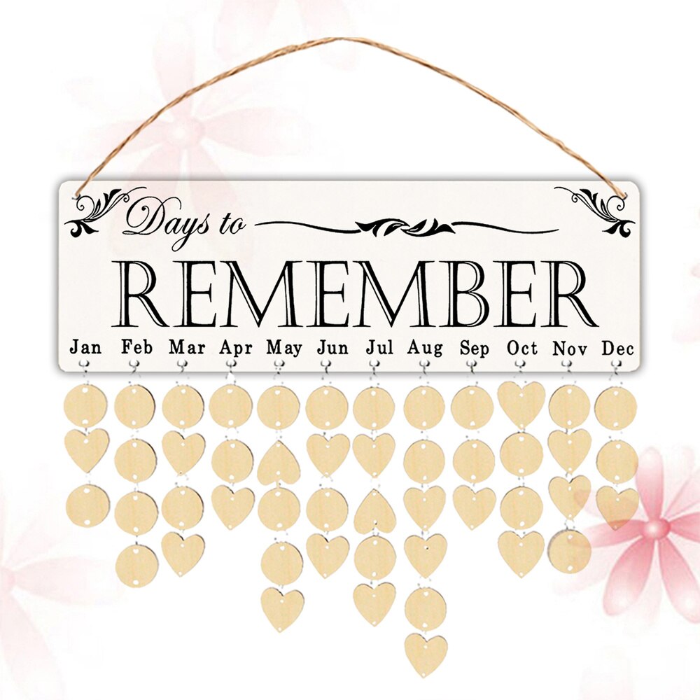 Special Days Calendar Set Wooden Hanging Plaque DIY Wood Slices Pendant Wall Birthday Reminder