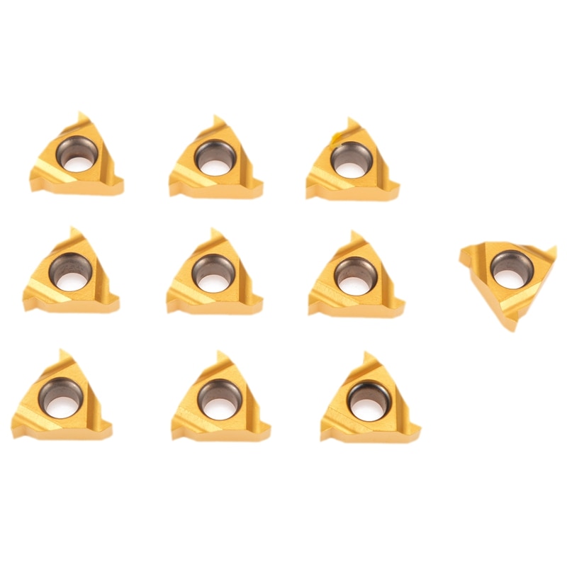 GTBL 10Pcs/Set 11Ir A60 Gold Carbide Inserts For External Threading Cnc Lathe Turning Tool Boring Bar