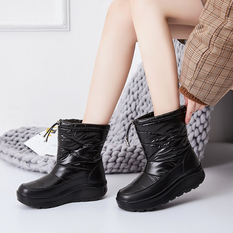 Minika women's fitness boots platform winter shoes Big Size 42 Girls non-slip waterproof snow boots for women botas mujer