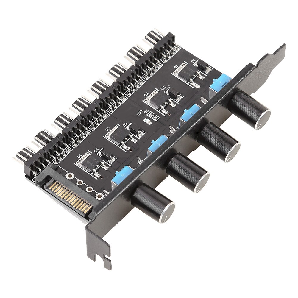 8 Channels SATA/4 PIN Fan HUB Speed Controller Cooling Fan HUB 1 or 4 Knob Radiator Speed Controller for CPU PC Case Computer: SATA Port