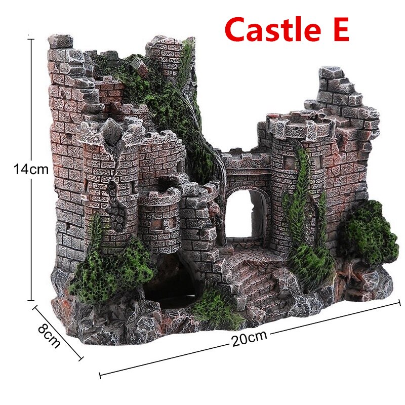 Aquarium Decorations Series - Classical Resin Castle Ornament,Eco-Friendly Fish Tank Castle Aquarium Accessories: E