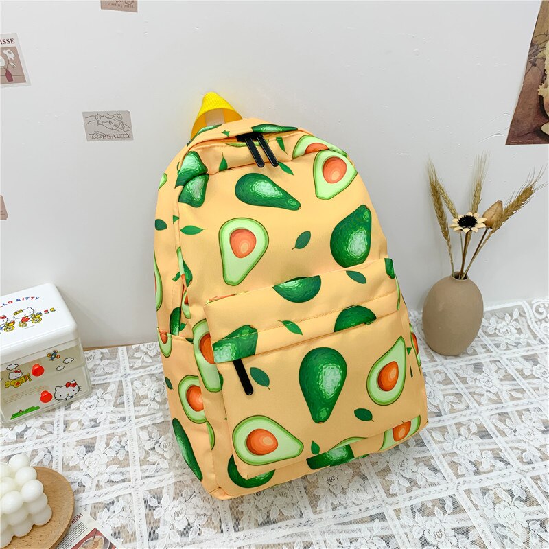 Mochila con estampado de aguacate para adolescentes, morral escolar a prueba de agua, de gran capacidad, de viaje,: YELLOW