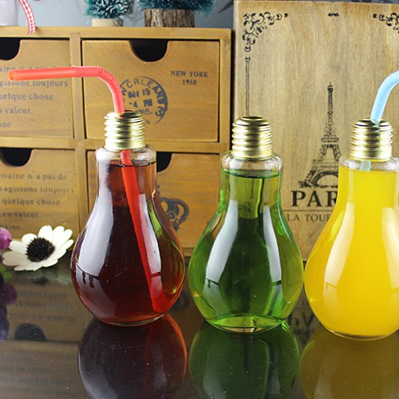 Bottle Tea Glass Light Bulb Water Drink Containers Transparent Clear Glass Cup Bottle for Bar Deco Cup