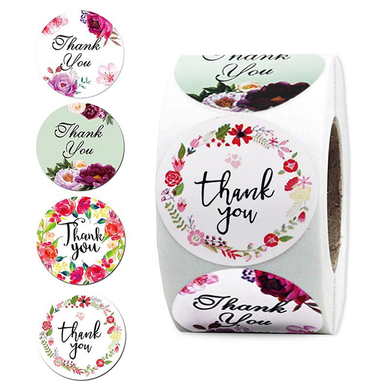 500 Stuks Dank U Stickers Seal Labels Met Bloem Voor Wedding Party