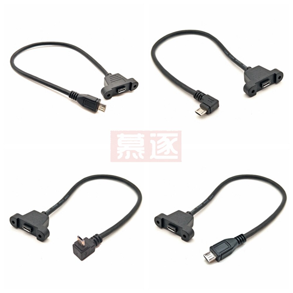 Micro USB USB 2.0 Male Connector to Micro USB 2.0 Female Extension Cable 30cm 50cm With screws Panel Mount Hole