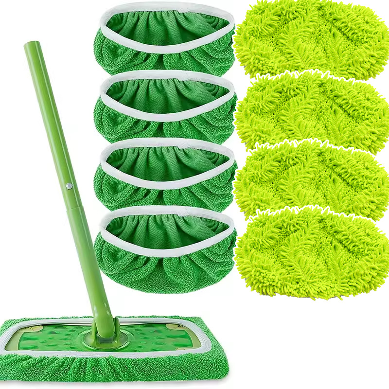 Microfiber Mop Cloth Absorbent Sponge Replacement Reusable Suitable for Swiffer Flat Mop Household Accessories Green Bathroom