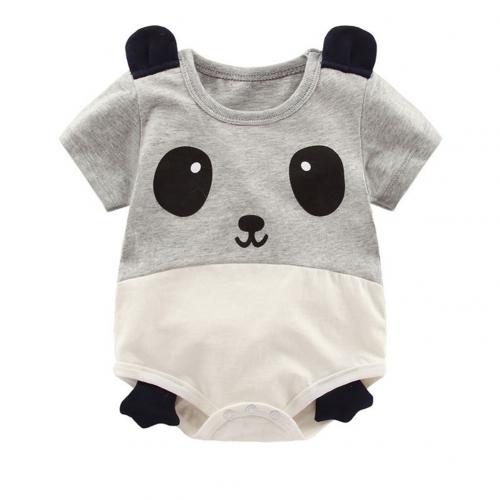 Baby Jongen Meisje Peuter Jumpsuit Cartoon Korte Mouw Romper 100% Katoen Rompertjes Leuke Varken Panda Koe Baby Jumpsuit 0-24M: 66cm Panda