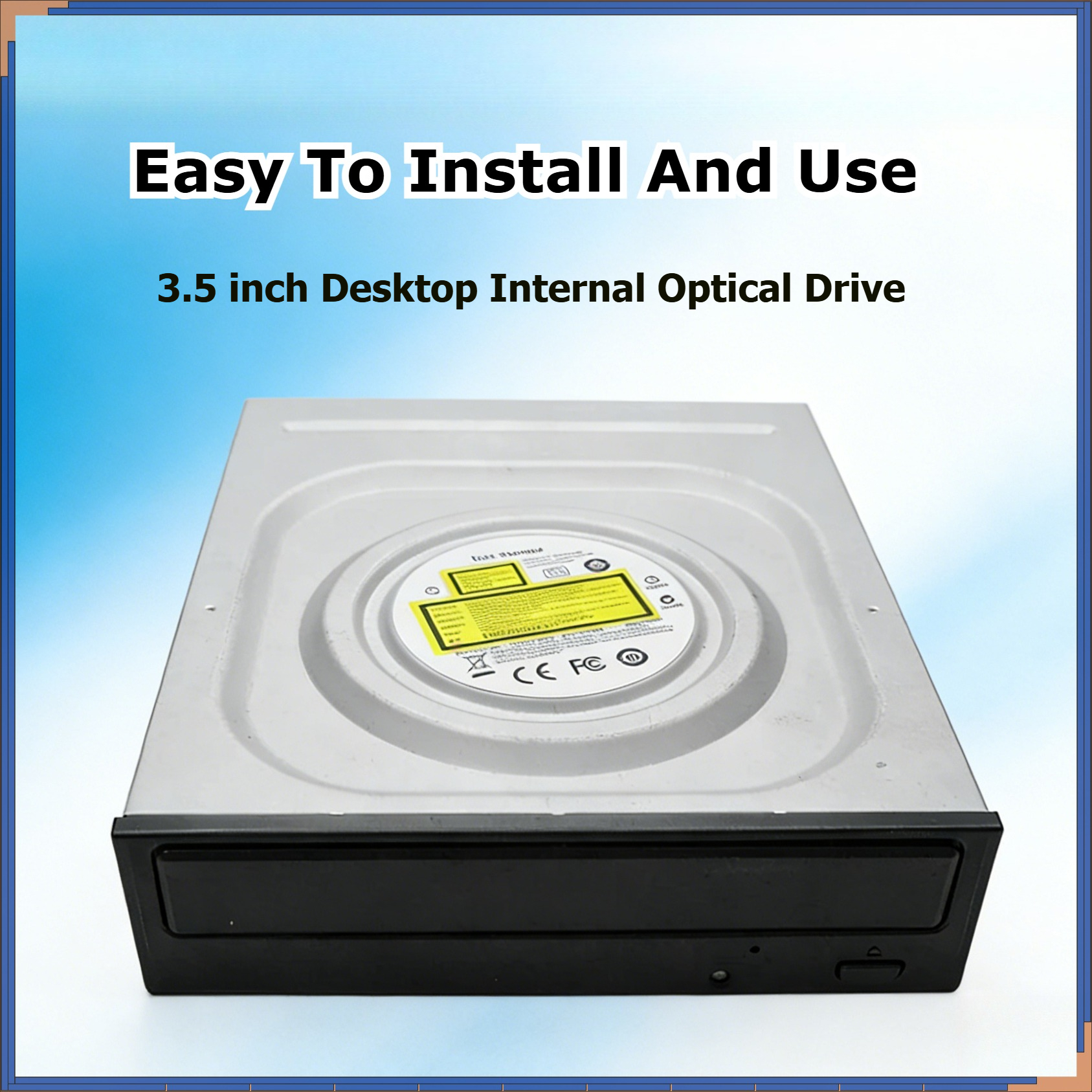 Leitor e Gravador de CD/DVD Interno de 3,5 Polegadas para Desktop, Suporte para Windows 10, 8, 7, XP, Interface SATA, Unidade de DVD Integrada