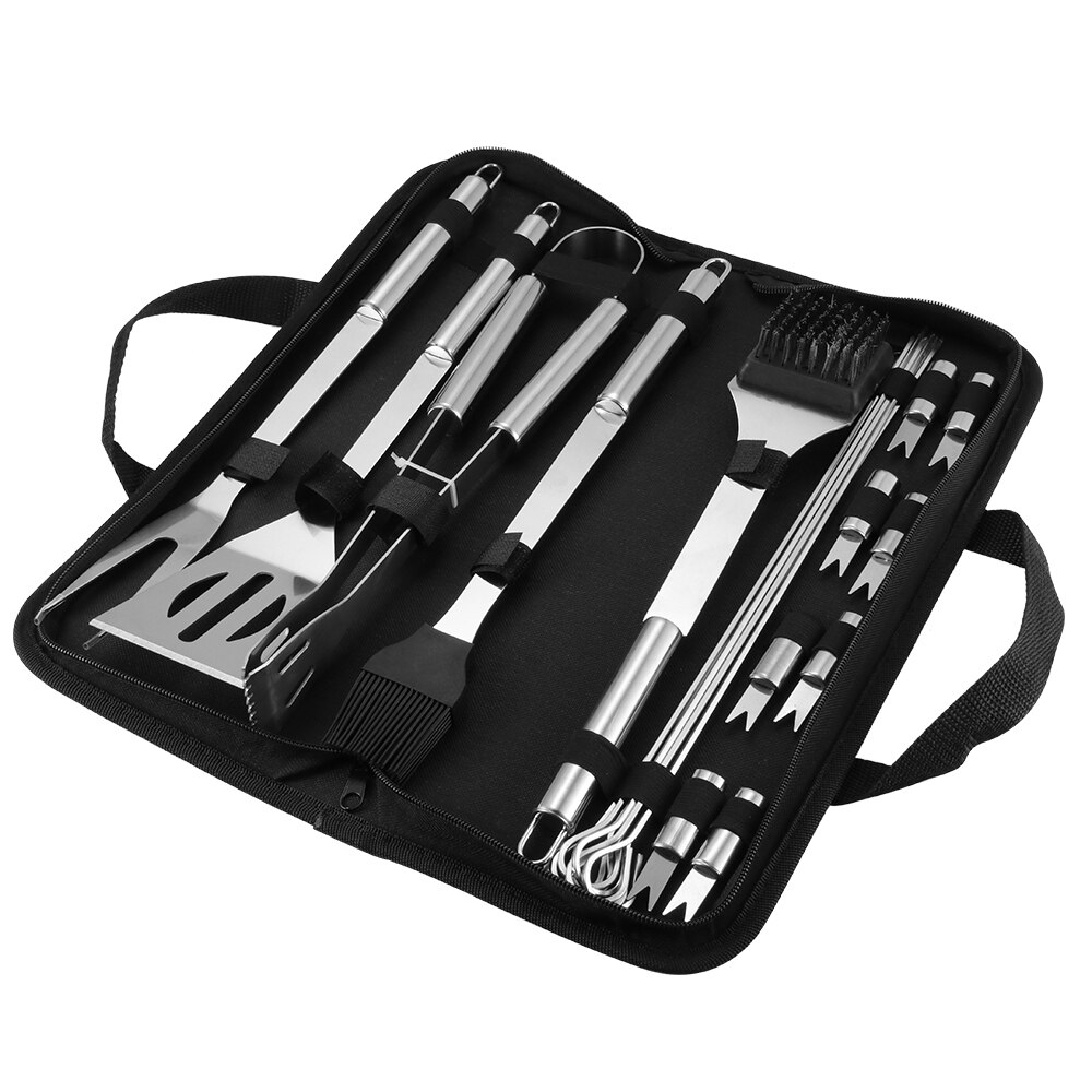 20Pcs BBQ Utensils Barbecue Grilling BBQ Tools Set Stainless Steel Kit Utensil Accessories Camping Outdoor Cooking Tools: 20 piece set