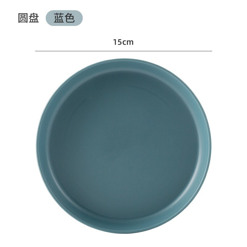 Spit Bone Dish Household Food Grade 6 Inch Plastic Spit Bone Dish Round Square Set Dining Table Garbage Plate: round blue