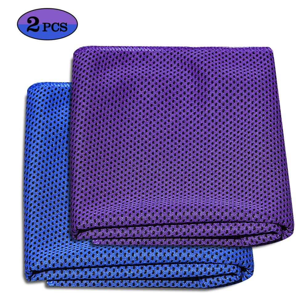 2 Pack Cooling Handdoek Zachte Ademende Reizen Ijs Handdoek Voor Gym Fitness Workout Yoga Sport Running Camping Wandelen: Dark Blue-purple