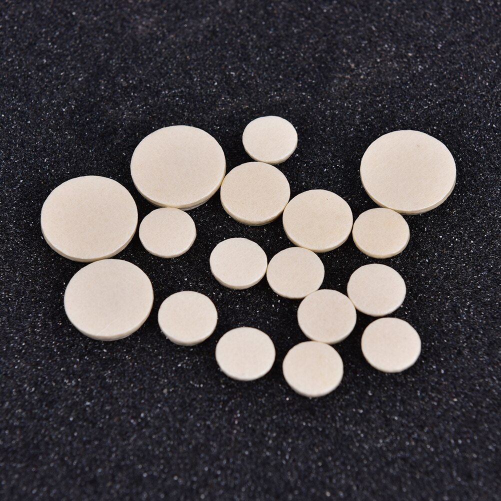 17Pcs Klarinet Leren Pad Key Pads Witte Muzikale Houtblazers Wind Muziek Instrument Vervanging 17.2Mm 15.3Mm 11.8Mm 10Mm Wit