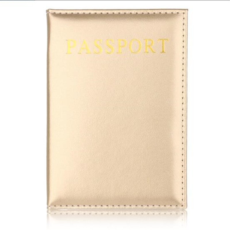 Universellt resepassfodral dam pu läder söt rosa hållare pass härlig tjej passfodral reseskydd skydd: Guld-
