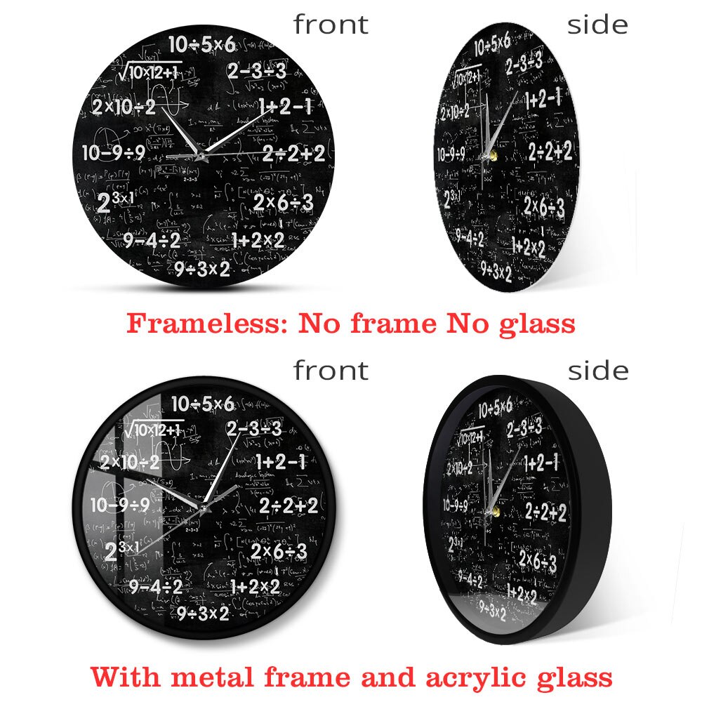Math Class Black Chalkboard Silent Wall Clock Mathematics Classroom Wall Sign Math Equations Wall Watch Math Nerd Teacher
