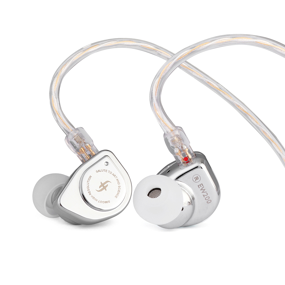 SIMGOT EW200 10mm SCP Diafragma Duplo Circuito Magnético e Driver Dinâmico de Dupla Cavidade IEM Fones de Ouvido Hifi: CINZA