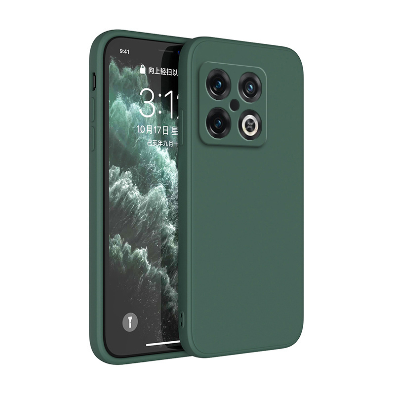 Coque de téléphone antichoc de luxe pour Oneplus 10 Pro 10T 10R 10Pro 5G, coque arrière souple originale en Silicone liquide carré Simple: nylon / Gris foncé