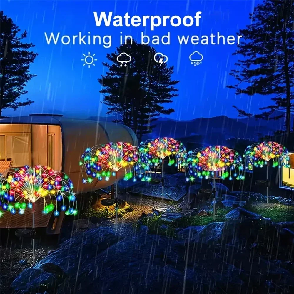 Linterna LED Solar de fuegos artificiales para exteriores, Patio, jardín, boda, luces decorativas, paisaje, césped, Festival, 1 ud.