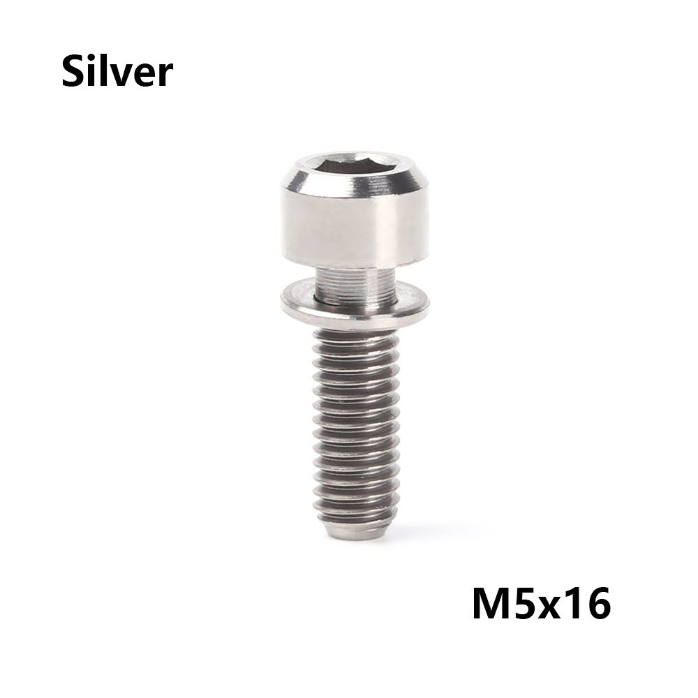 Tc4 m5 16mm/18mm/20mm titan stamme festebolter for sykkel mtb sykkel stamme skruer faste bolter sykkel sykkel deler 3 farger: M5 x 16- sølv