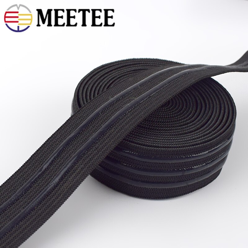 Meetee 5/10M 25Mm Antislip Elastische Bands Silicagel Streep Sportkleding Broek Lente Riem Diy kledingstuk Naaien Accessoires Materiaal