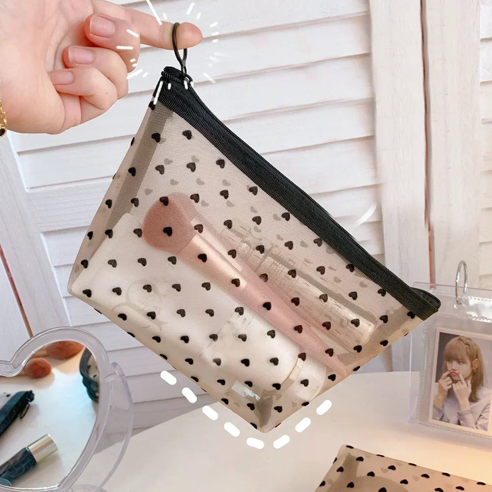1pc Frauen Reisen Kosmetik Tasche transparent Gittergewebe machen-hoch fallen Organizer Lagerung Beutel lässig Reißverschluss machen-hoch Kulturbeutel Waschen Taschen