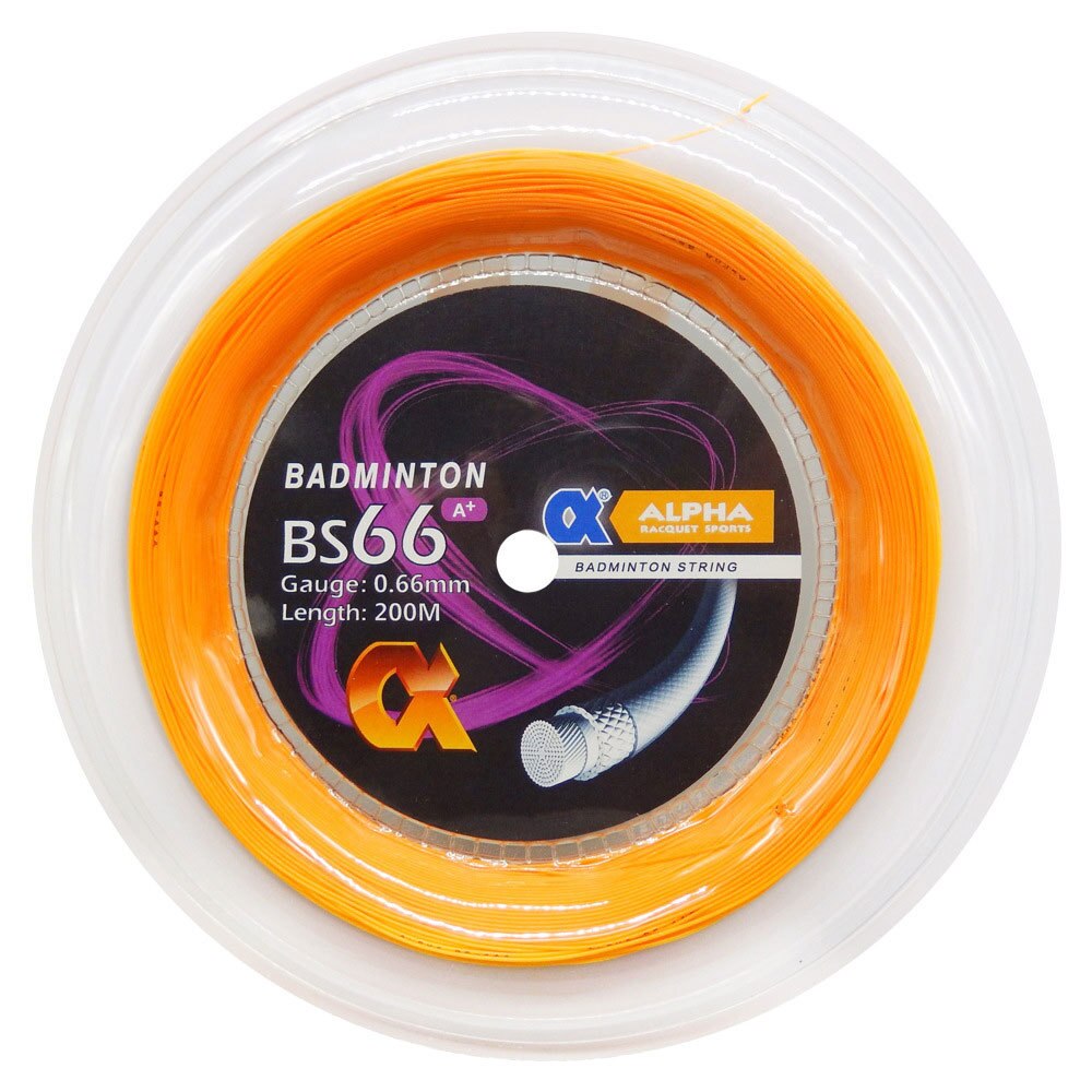 1 carrete Alpha BS66 Badminton String 0,66mm Control A + durabilidad golpear sonido raqueta cuerdas 200M: orange