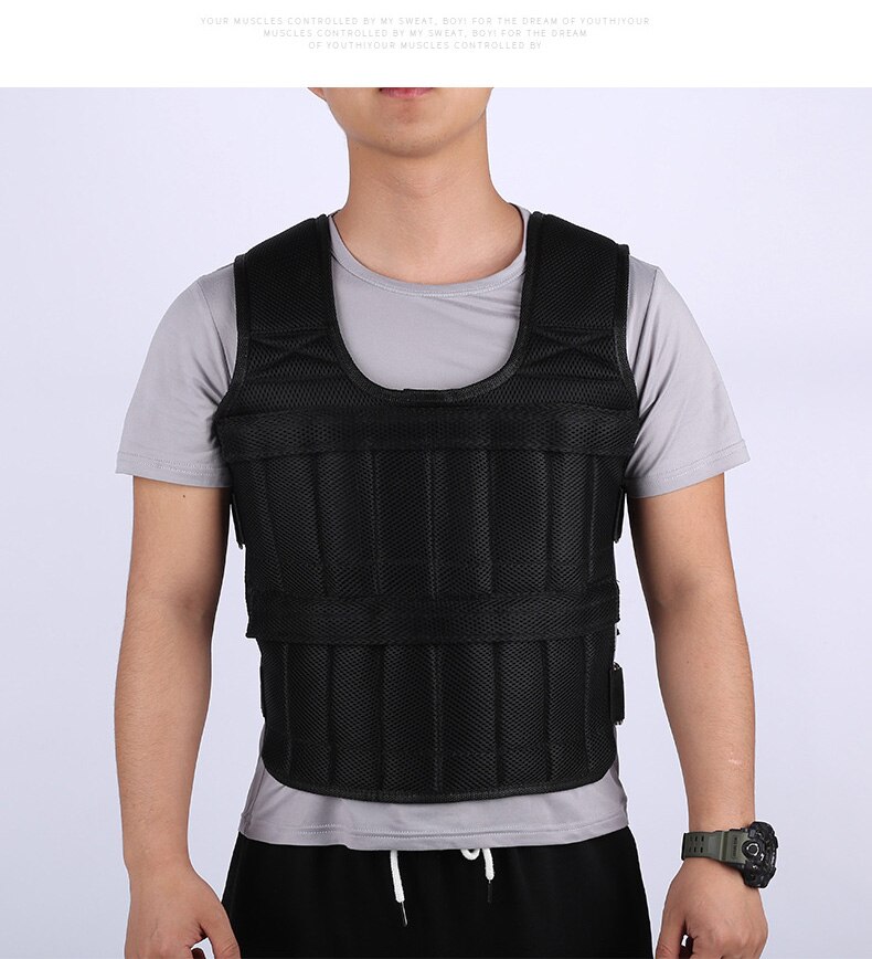 30KG Weight Vest For Boxing Weight Training Workout Fitness Gym Equipment Adjustable Waistcoat Jacket Sand Clothing