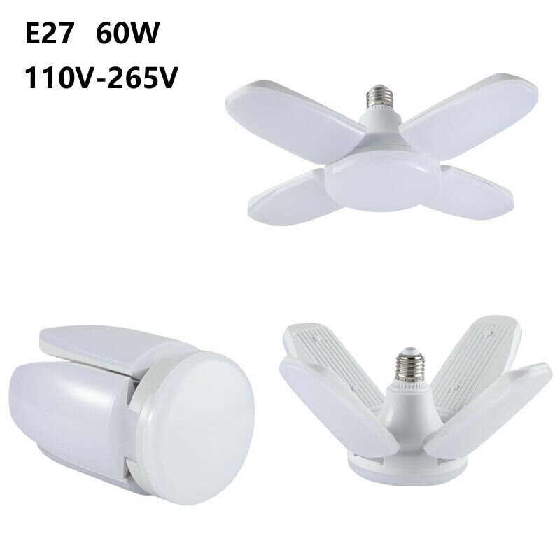 LED Folding Fan Light Bulb E27 60W High Power Adjustable Ceiling Light Chandelier Downlight Lamp Super Bright 110V 220V