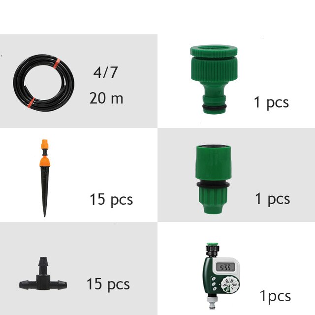 Automatic Mini-home Drip Irrigation Kit system With Smart Controller Sprinkler, Bonsai, Garden, Courtyard Lawn: 20M and Timer