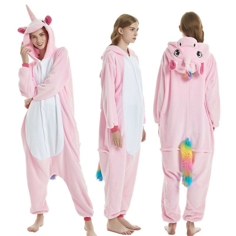 Pegaso rosa para pijamas de mujer kigurumis unicornio animal ropa de casa color de cola larga pijama de para adultos: L