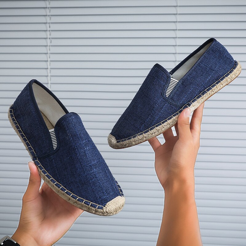 Espadrilles en toile de paille pour hommes, chaussures de sport, de marche, décontractées, été décontracté