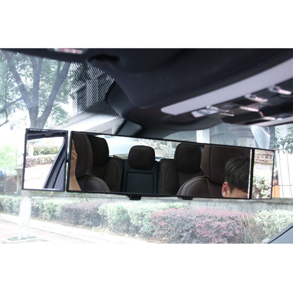 Car Rear View Mirror Large Three Folds Curved Surface Wide