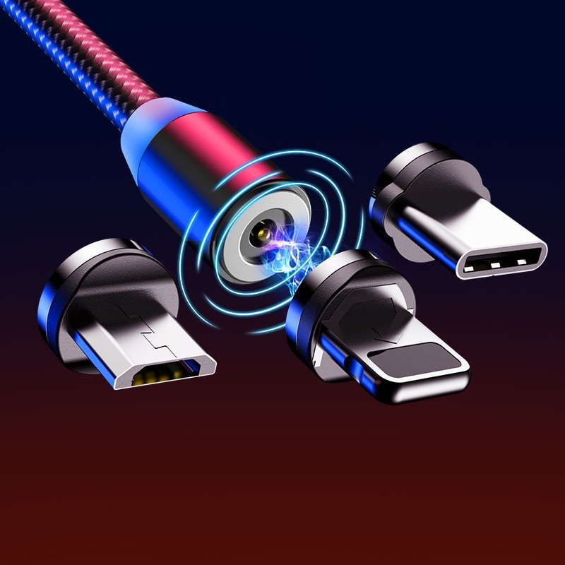 1M Magnetic Charge Cable Micro USB Cable For iPhone 11 Pro Max XR Magnet Charger USB Type C Cable LED Charging Wire Cord