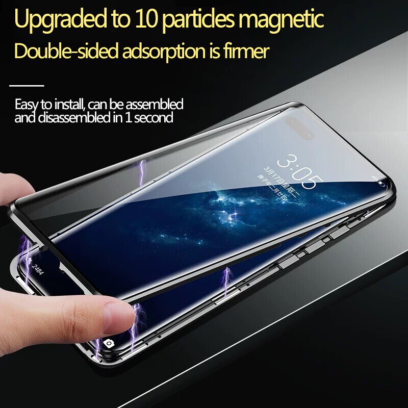 Funda protectora completa con tapa para Huawei Mate 40 Pro Mate40 Pro + Funda de cristal magnética para Huawei Mate 30 20 Pro 20X, 360