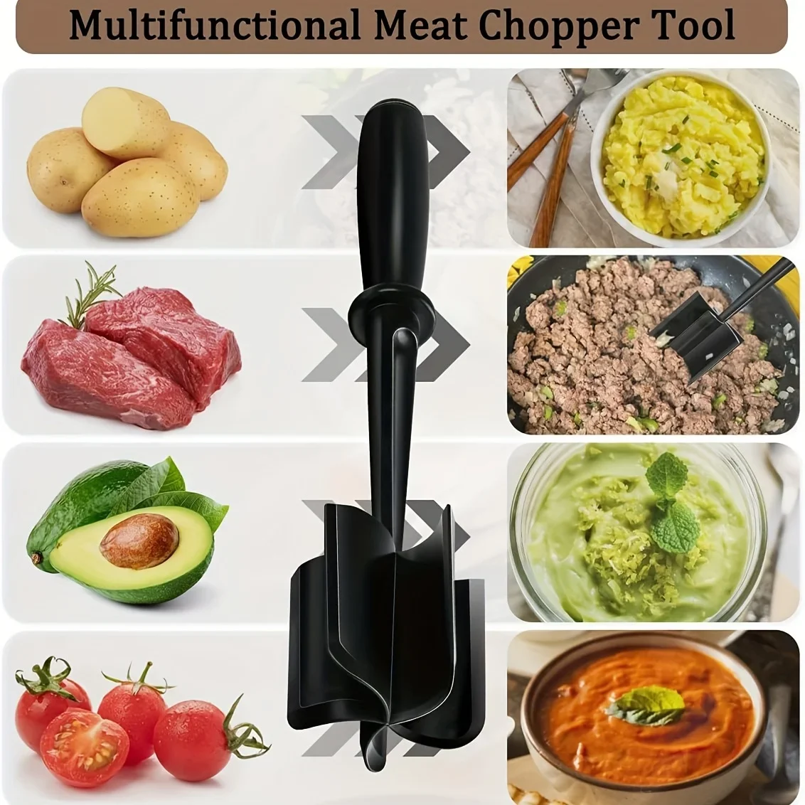 Vlees Chopper Keuken Gemalen Rundvlees Stamper Mengen Slijpen en Stampende Spatel Vlees Schraper voor Vleesmolen Thuis Gadgets