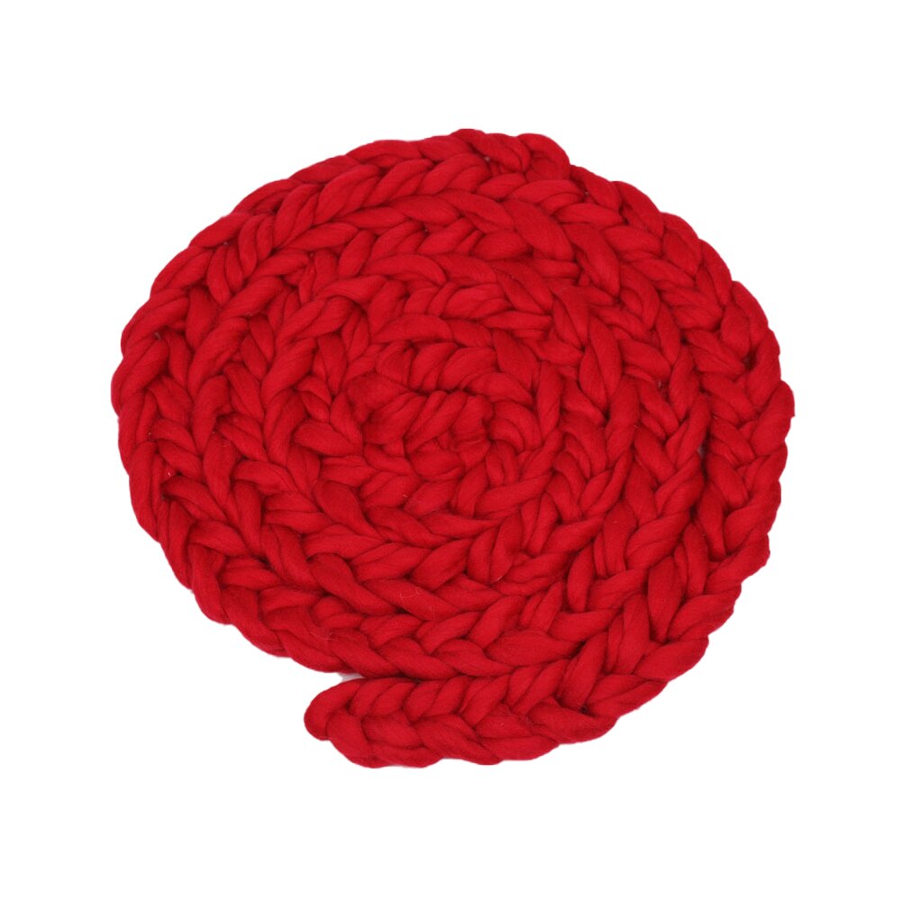 Handmade Woven Baby Blankets Wool Crochet Basket Filler Newborn Twisted Braid Photography Props Chunky Knit Blanket: Red